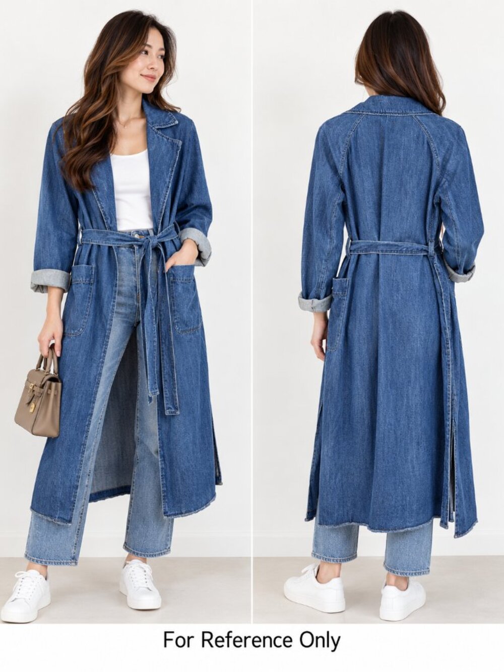 Gap 1969 Long Belted Denim Coat Dark Indigo Size S